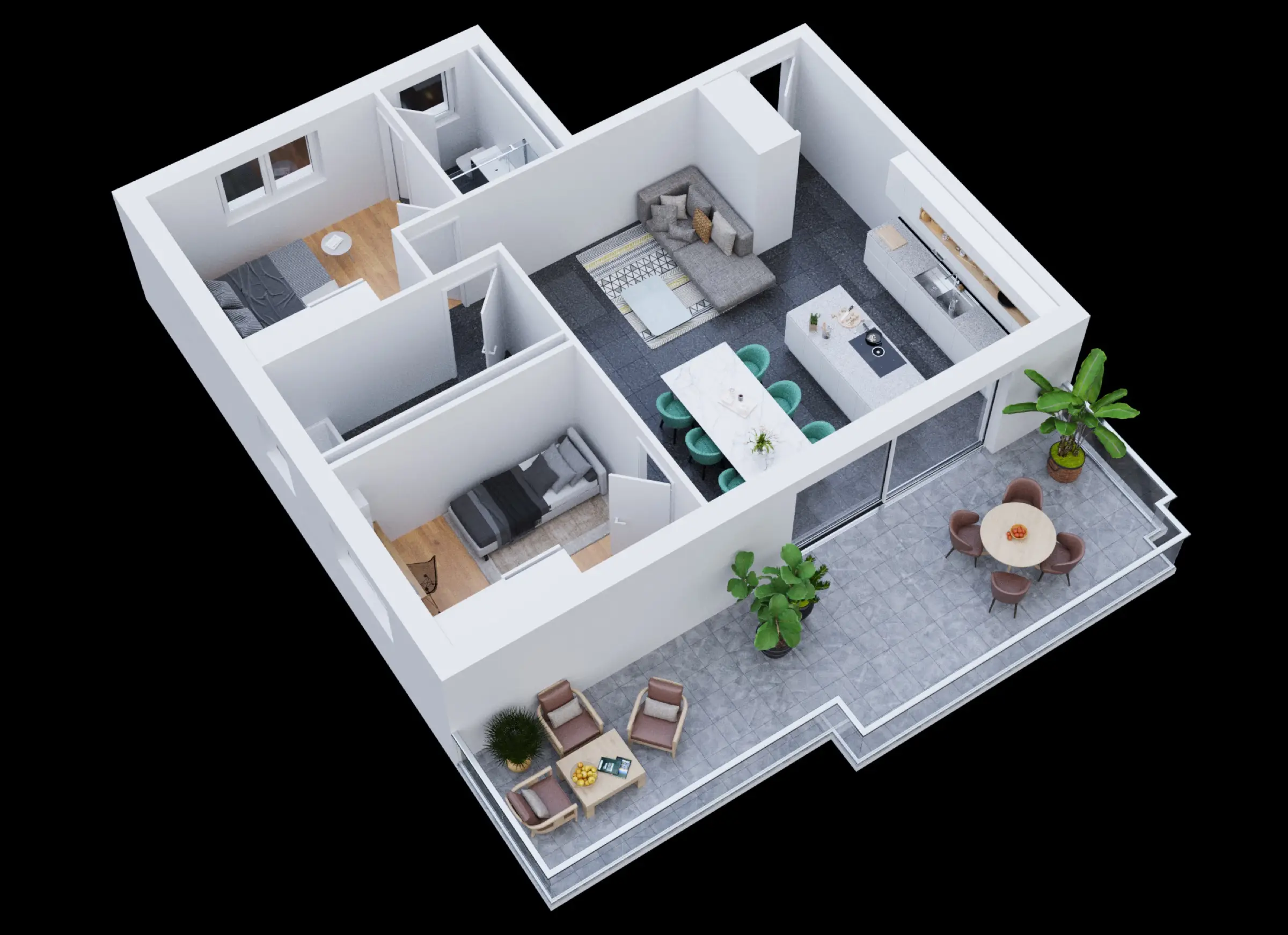 Appartement 202 en attique, séjour