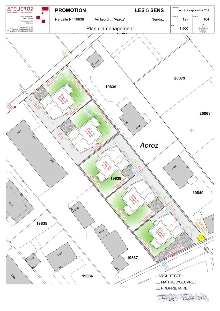 Plan d'aménagement des cinq villas