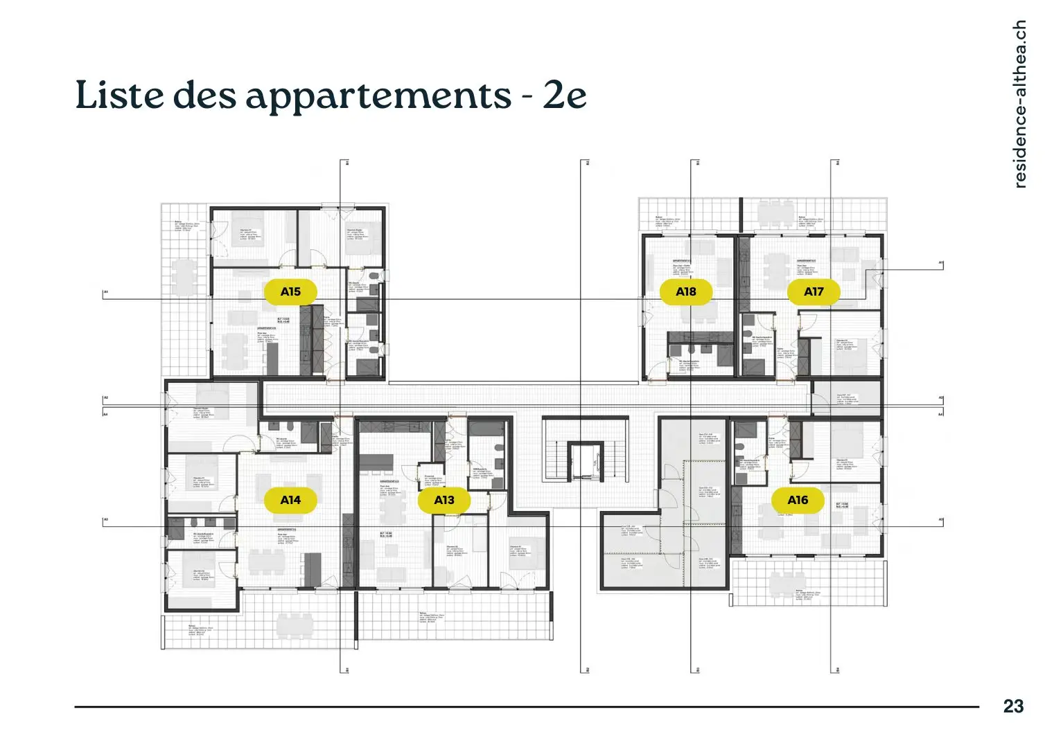 Plan du 2e étage, lots A13 à A18