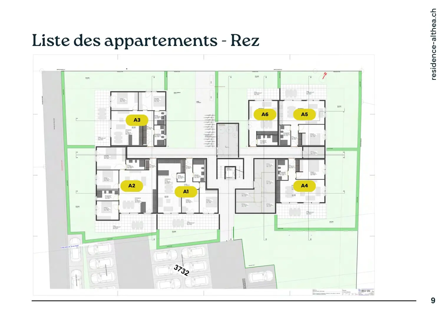 Plan du rez-de-chaussée, lots A1 à A6