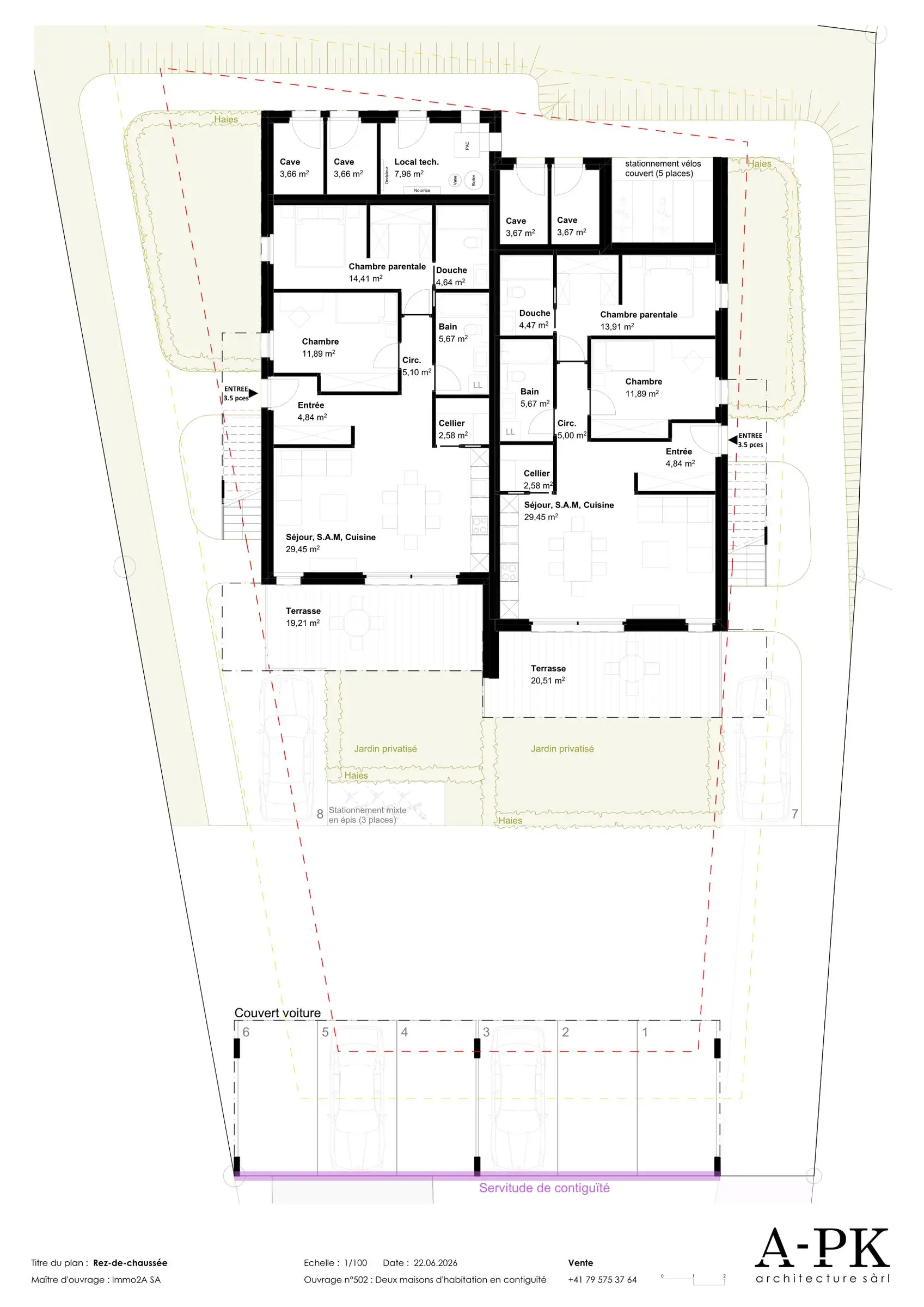 Rez-de-jardin, deux 3.5 pièces, et plan de situation