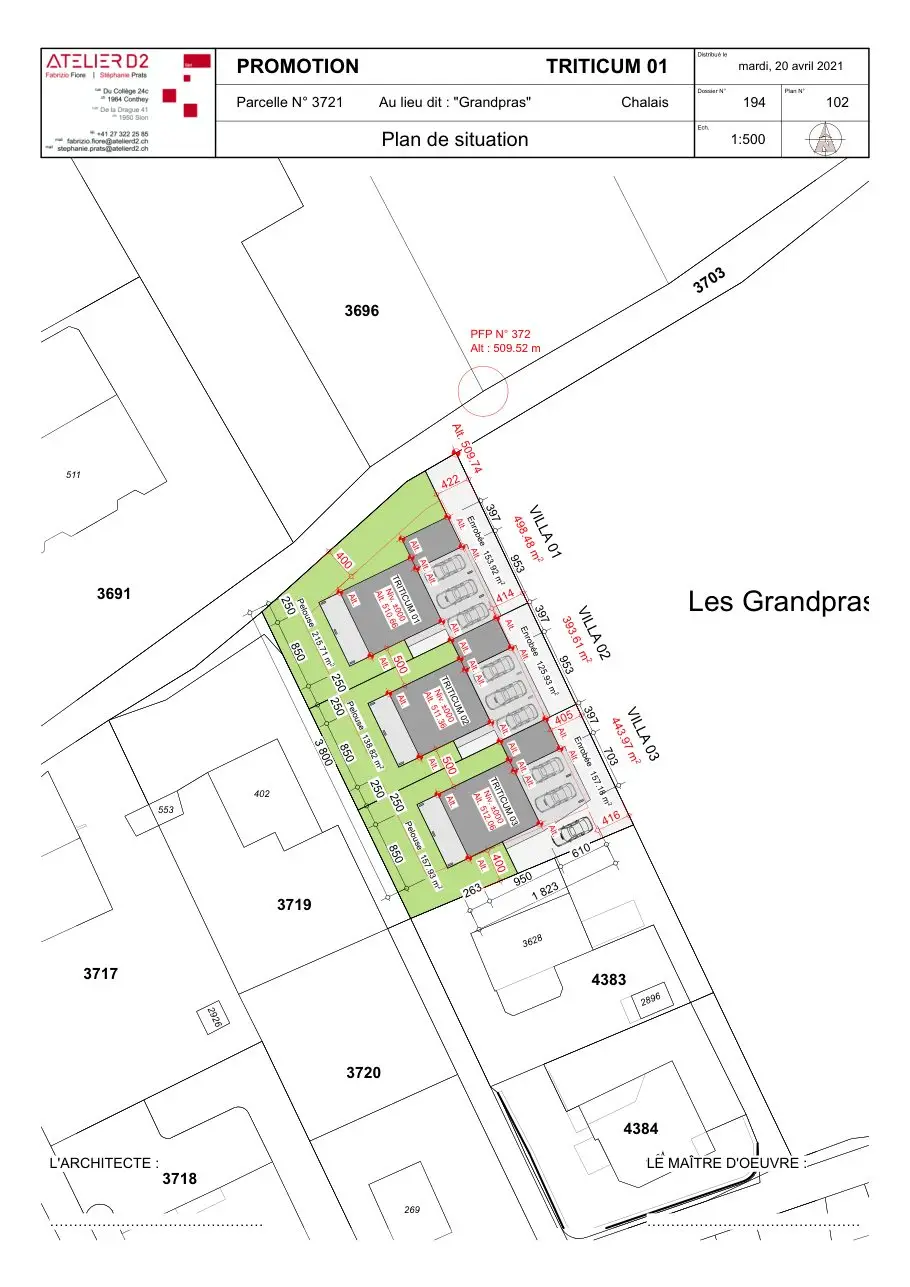 Plan de situation, parcelle 3721