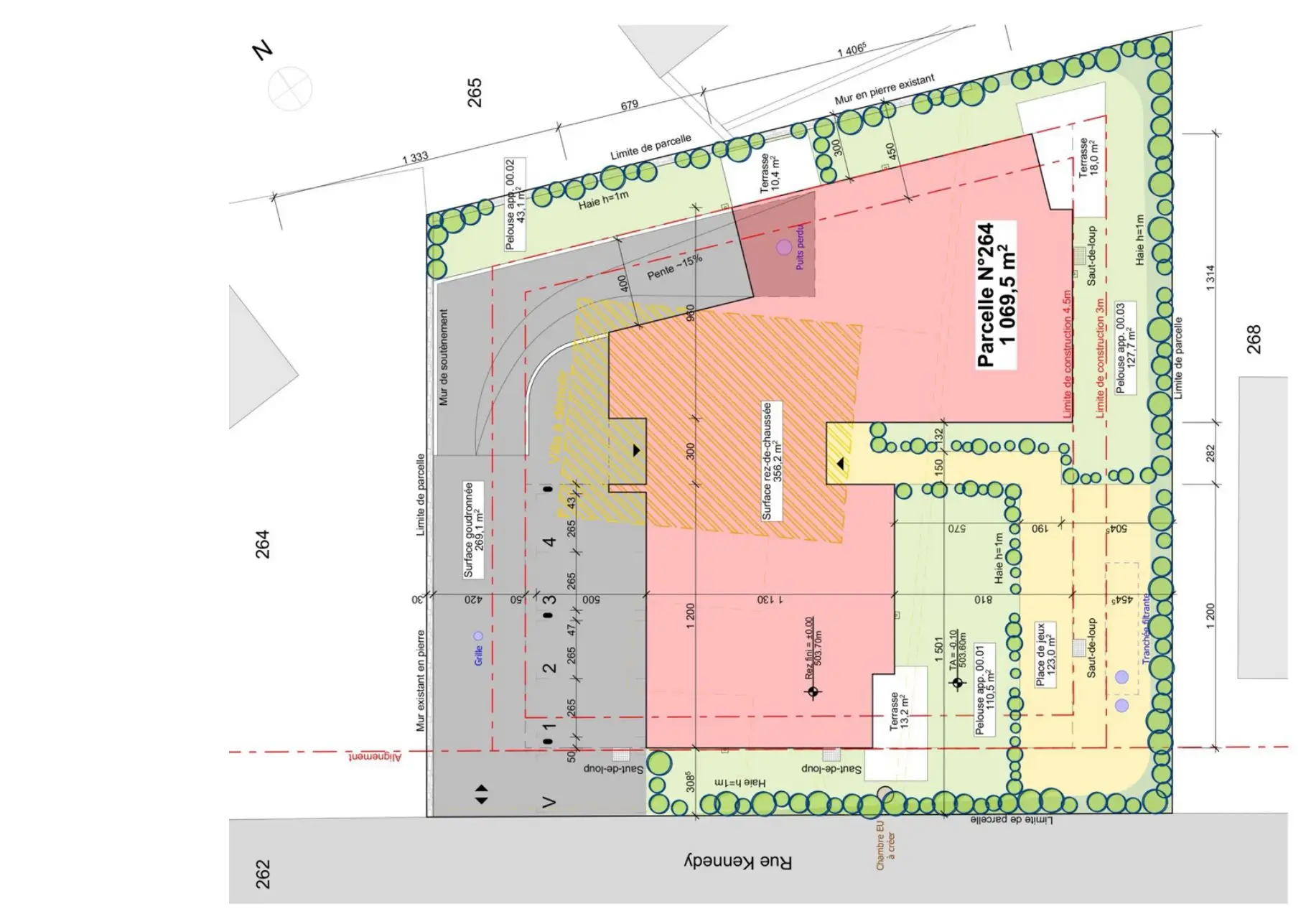 Plan de situation, parcelle 264