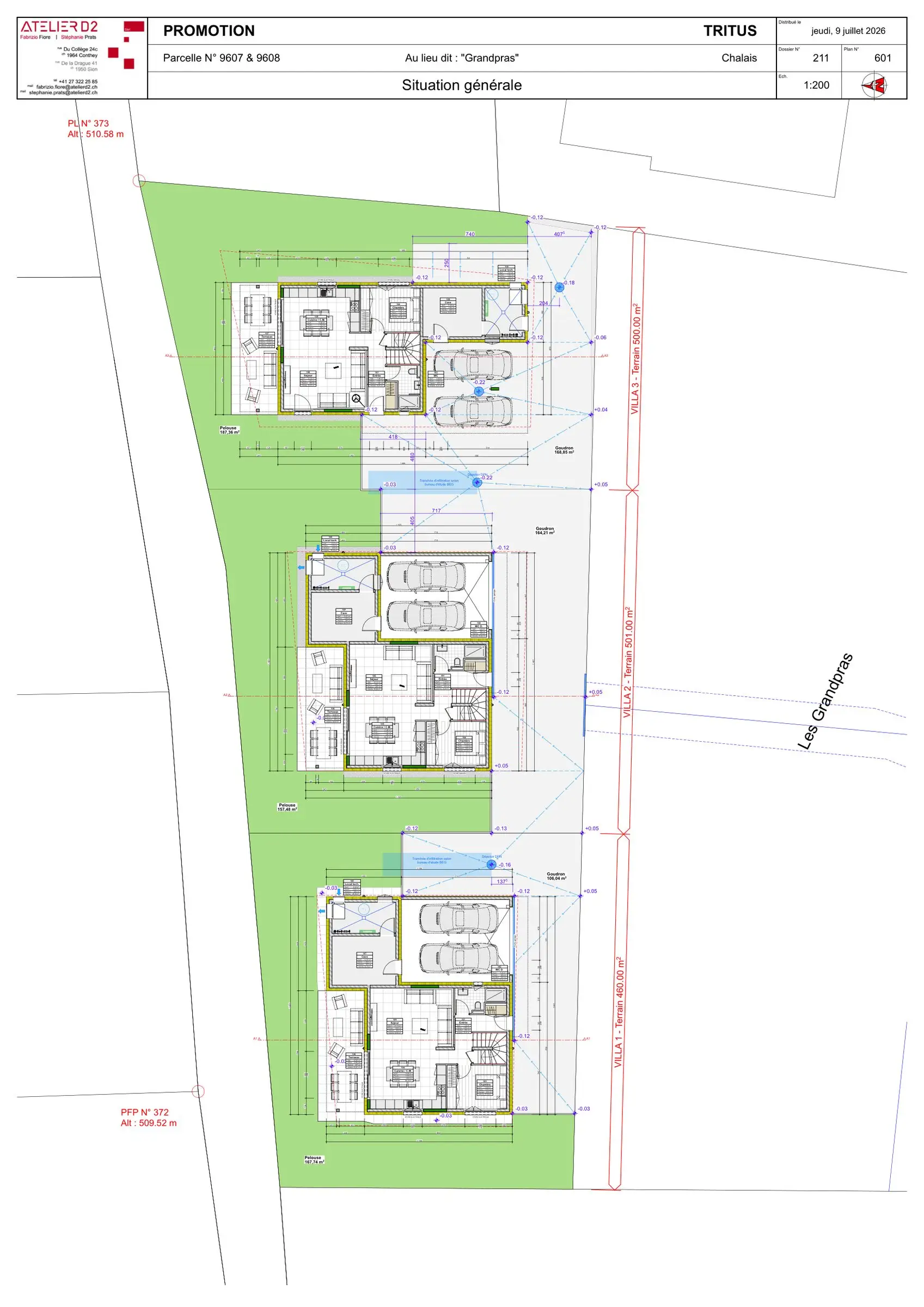 Plan de situation, parcelles 9607 et 9608