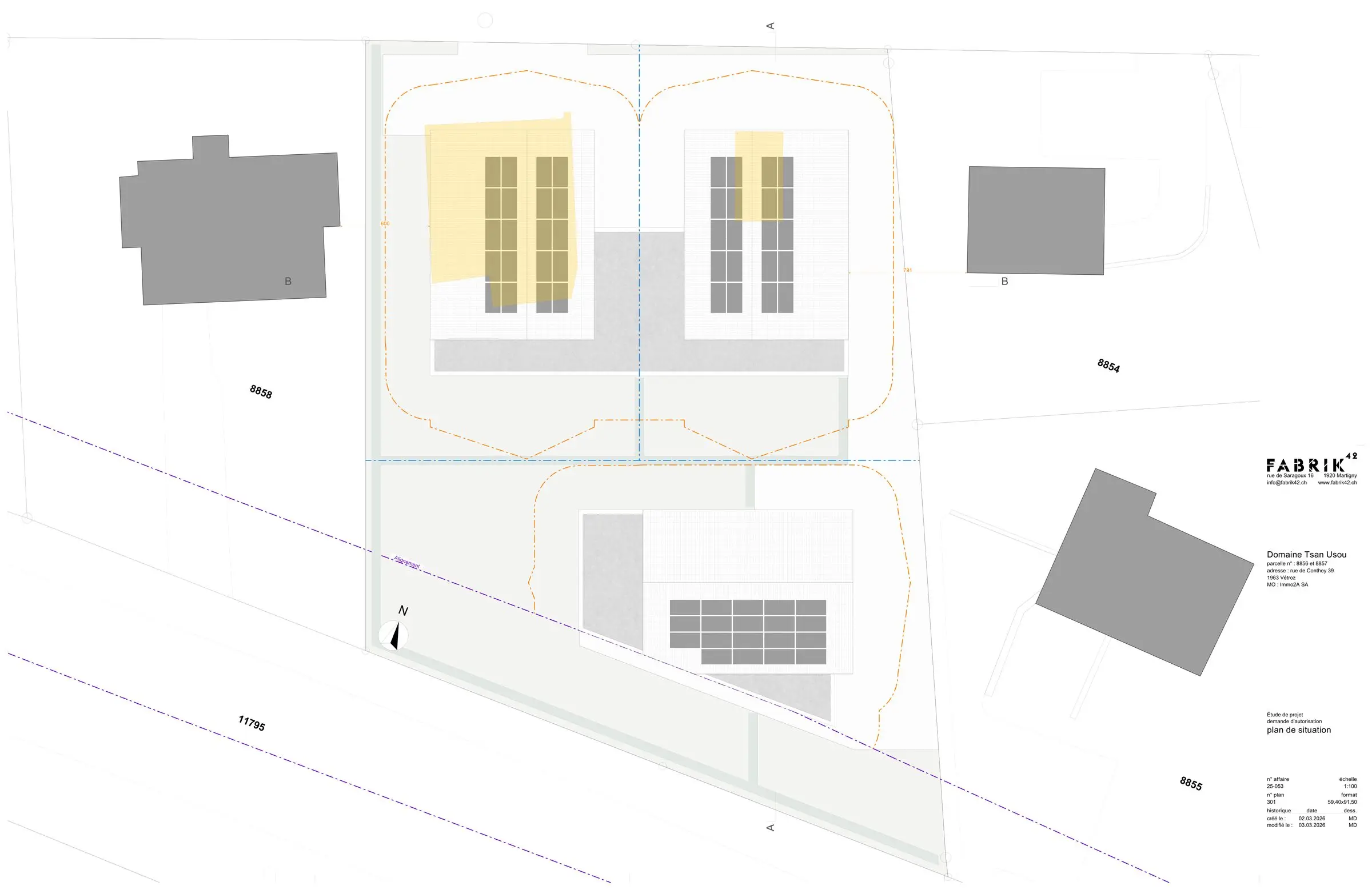 Plan de situation, parcelles 8856 et 8857