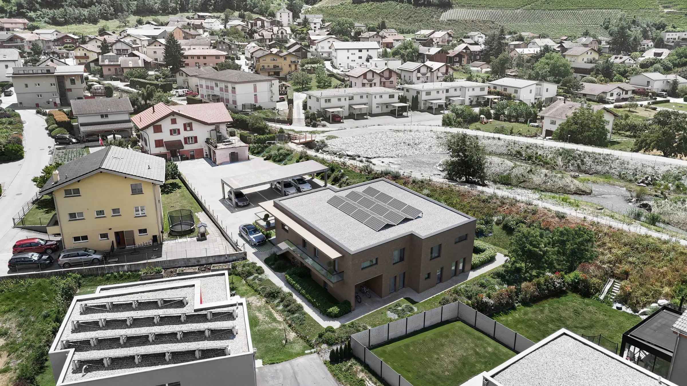 Vue aérienne sur le quartier